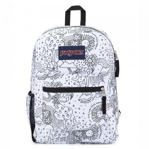 Batohy Školní batohy JanSport CROSS TOWN Bílé Černé | CZQCS90655